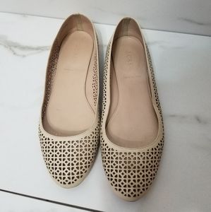J Crew Tan Leather Ballet Breathable Flats Shoes